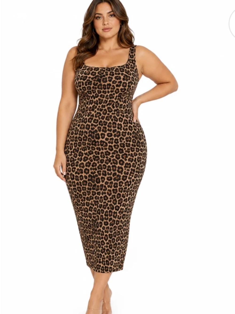 Naked Wardrobe The Sculpt Tank Midi Dress Leopard print NWOT